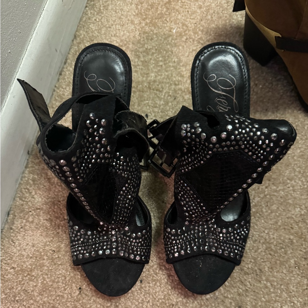 Fergie heels with silver embellishments